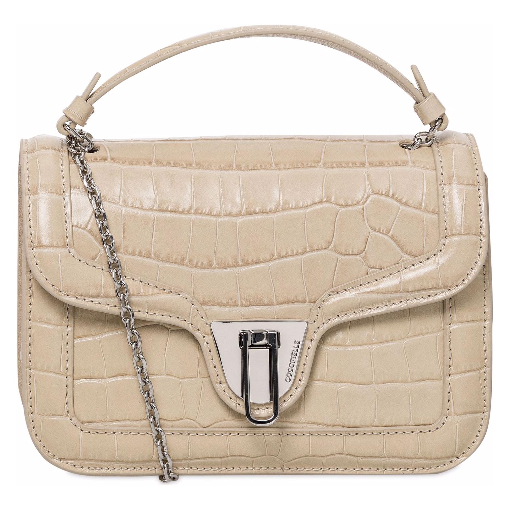 Coccinelle, Damen, Handtasche, Umhängetasche "Marvin Croco Small", Beige
