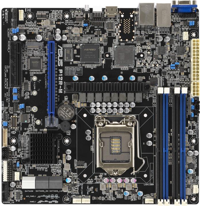 Image du produit ASUS P12R-M LGA1200 mATX Server MB 4xDDR4 1xm.2 6xSATA (LGA 1200, Intel C252, mATX)