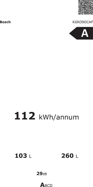Energy Label Bosch Hausgeräte KGN39OCAF (363 l)