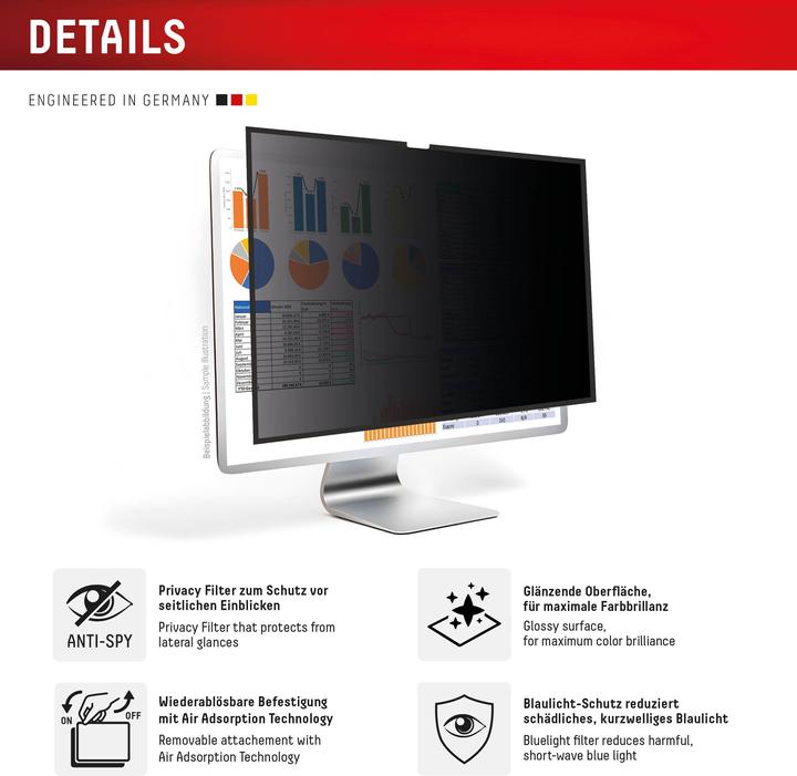 Produktbild Displex Privacy Safe, Desktop Monitor Blickschutzfilter (24.49")