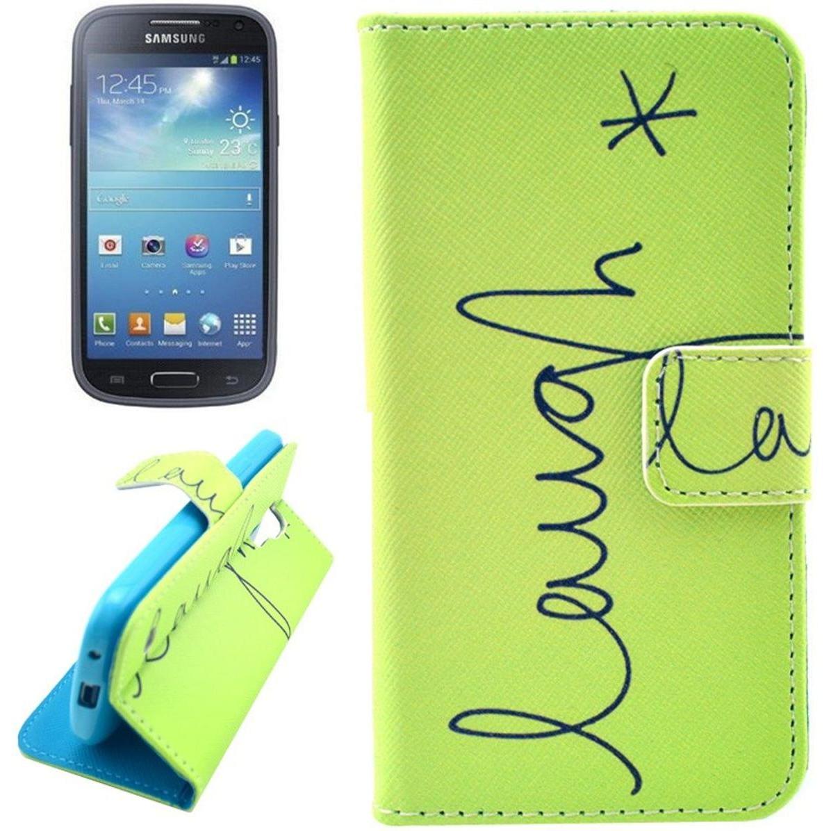 König Design Handyhülle Tasche für Handy Samsung Galaxy S3 Mini Schriftzug Laugh / Lachen Grün (Samsung Galaxy S3 Mini),...