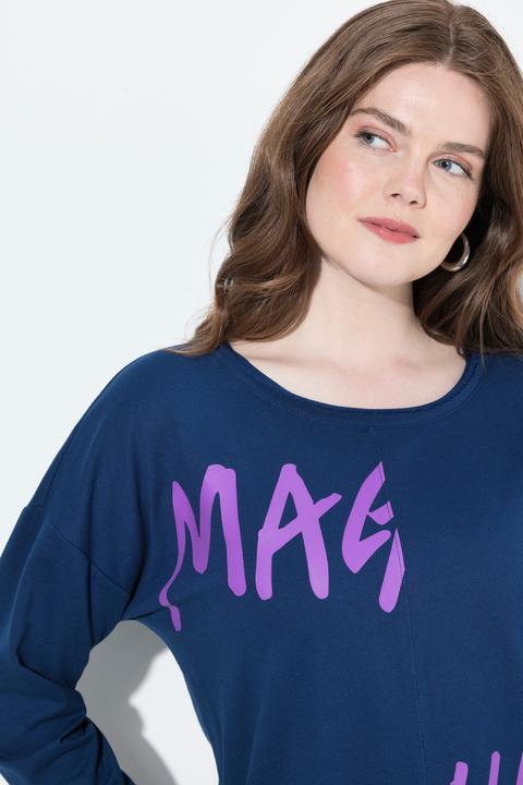 Produktbild Ulla Popken Sweatshirt, Schriftmotiv, Oversized, Rundhals, Langarm (56)