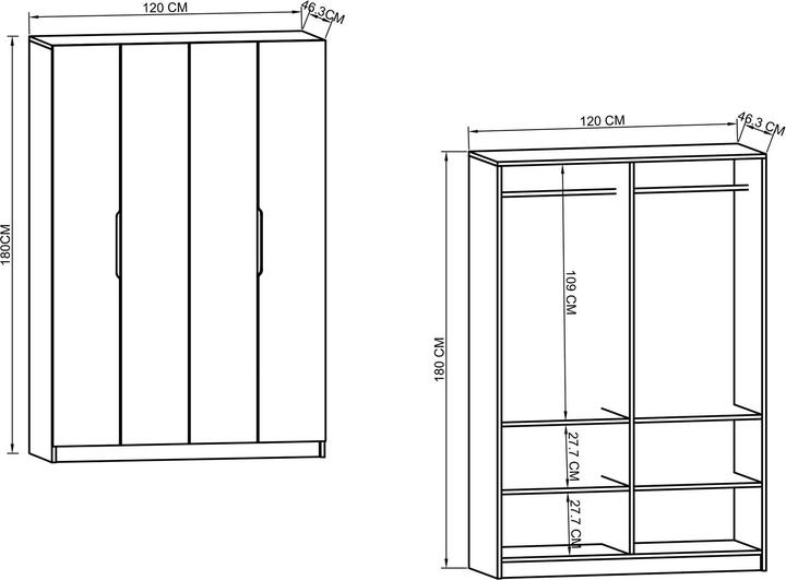 Produktbild Homitis Monza 120 Wardrobe (120 x 43.30 x 180 cm)