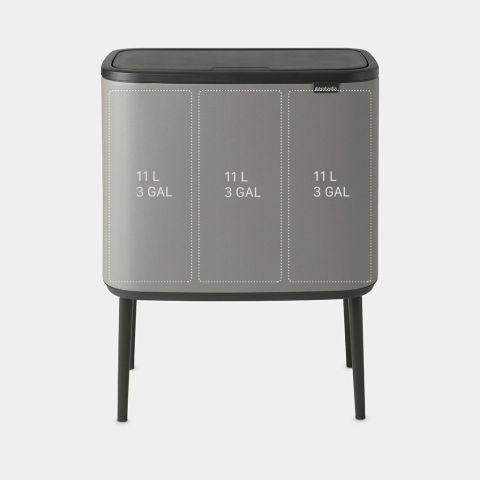Image du produit Brabantia Poubelle Bo Touch Bin Mineral Concrete Grey, 3 x 11 L (33 l)