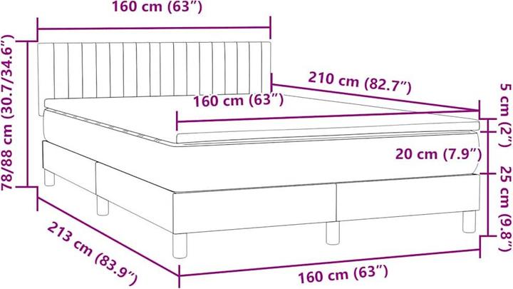 Produktbild vidaXL Boxspringbett (160 x 210 cm)