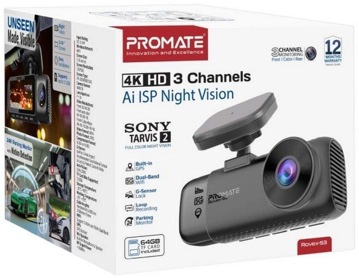 Produktbild ProMate Rovex-S3 4K Ultra HD Dashcam (GPS-Empfänger, 4K)