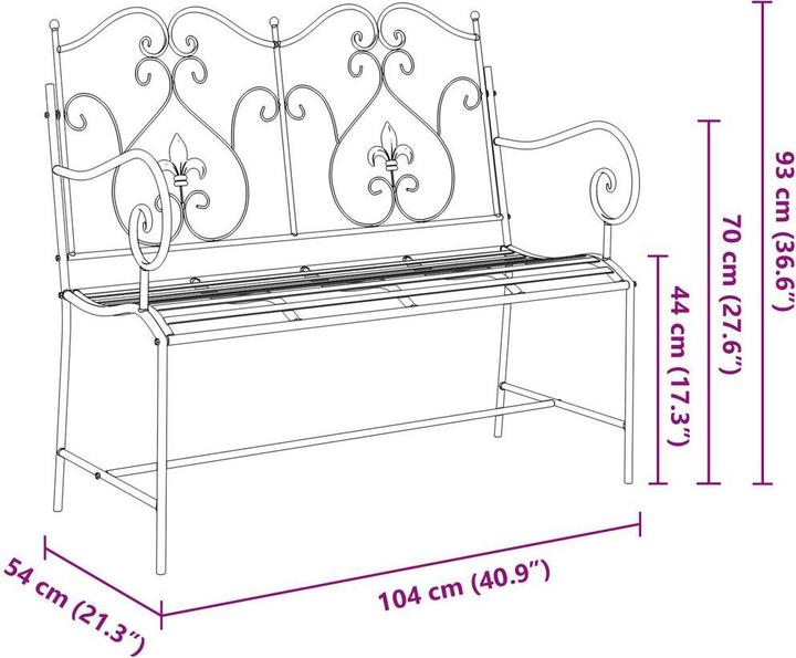 Actual product image vidaXL Outdoor bench Metal Standard Robust garden bench