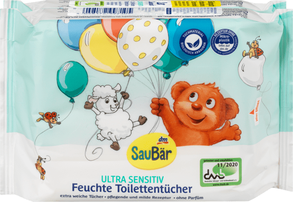 Immagine prodotto dm SauBär Salviette igieniche umidificate ultra sensibili (2x60 pezzi) (60 Pezzo/i)