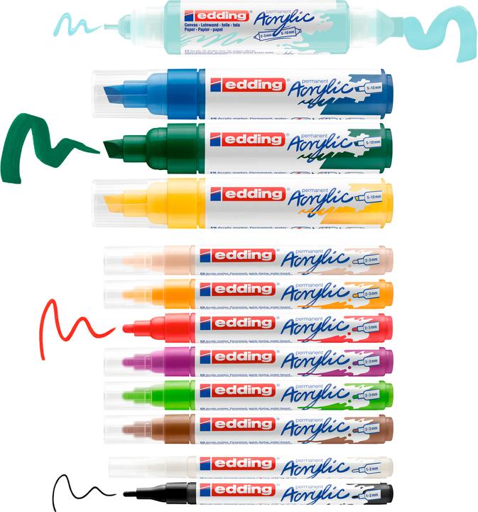 Produktbild Edding Acrylmarker Starter Set 12-teilig (Mehrfarbig, 10 mm, 12 x)