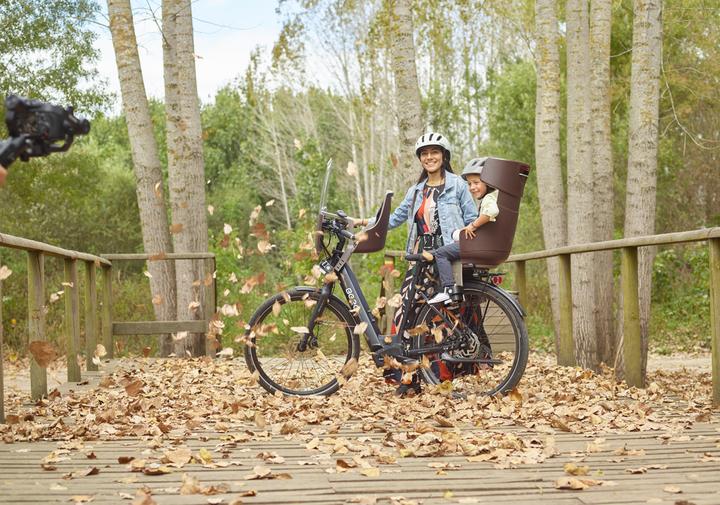 Actual product image bobike Exclusive Tour Plus LED - frame-mounted bike seat Cinnamon brown