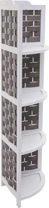 Image du produit Mendler Etagère d'angle HWC-K85, pliable 4 étagères, bois 110cm - blanc, tressage anthracite (110 x 28 x 28 cm)