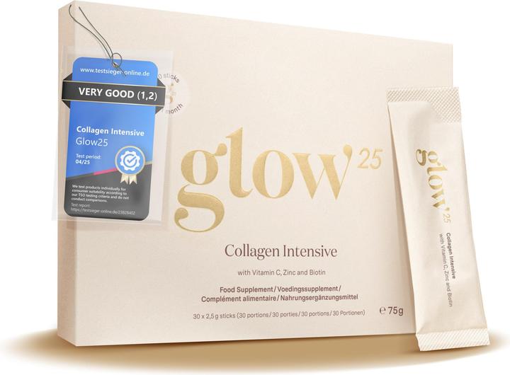 Glow25 Kollagen Intensiv with tripeptides, vitamin C, zinc and biotin (30 pcs., Powder, 75 g)