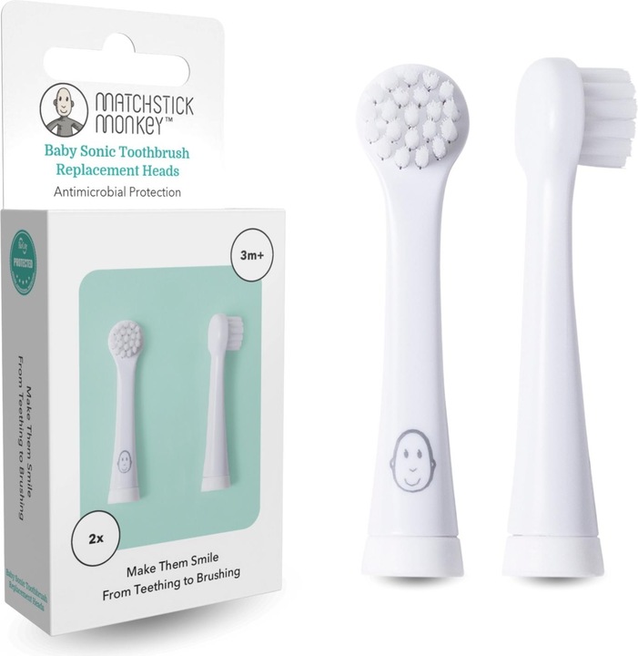Actual product image Matchstick Monkey Toothbrush replacement heads (pack of 2) for electric toothbrushes (2 x)