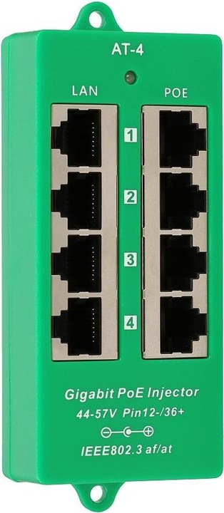 Actual product image Extralink ACTIVE POE INJECTOR 4 PORT GIGABIT 802.3AT/AF MODE A - - 4-Port Gigabit Ethernet (802.3af (PoE), 802.3at (PoE+))