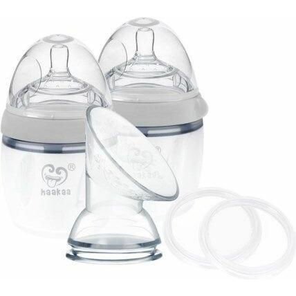 Haakaa, Milchpumpe, Generation 3 Milchpumpe + Flasche Set 160ml - Grau