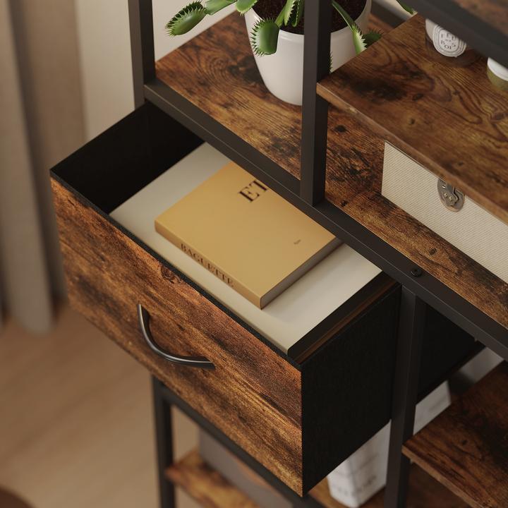 Produktbild Homcom Bücherregal Stahl, Spanplatte Rustikal-Braun