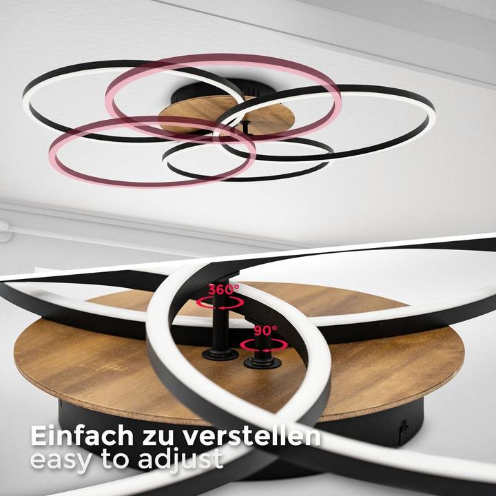 Immagine prodotto B.K.Licht Plafoniera LED CCT, legno, nero, LED/42,5W (1500 lm)