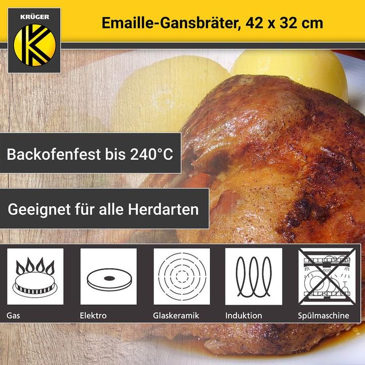 Actual product image Krüger Emaille-Gansbräter (Casserole + Stewpot, Steel, Enamel)