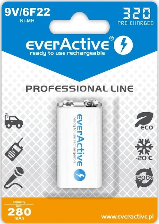 Actual product image Everactive Professional Line (1 pcs., 9V Block, 280 mAh)