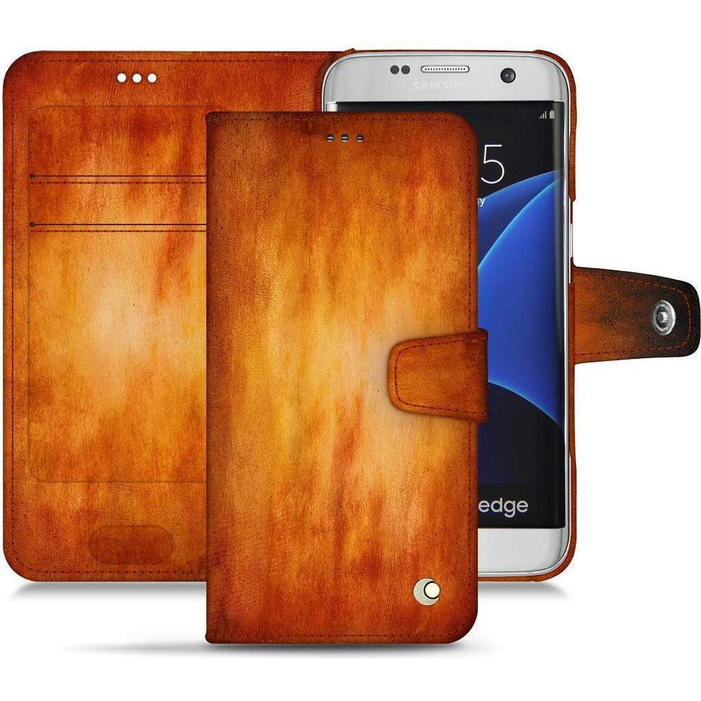 Noreve Lederschutzhülle Wallet (Samsung Galaxy S7 Edge), Smartphone Hülle, Orange