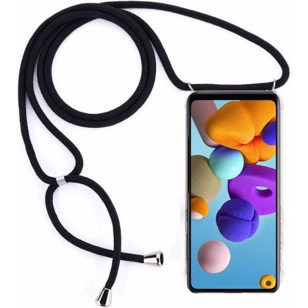 MU Style Hülle zum Umhängen, Handykette, Schwarz, Transparent