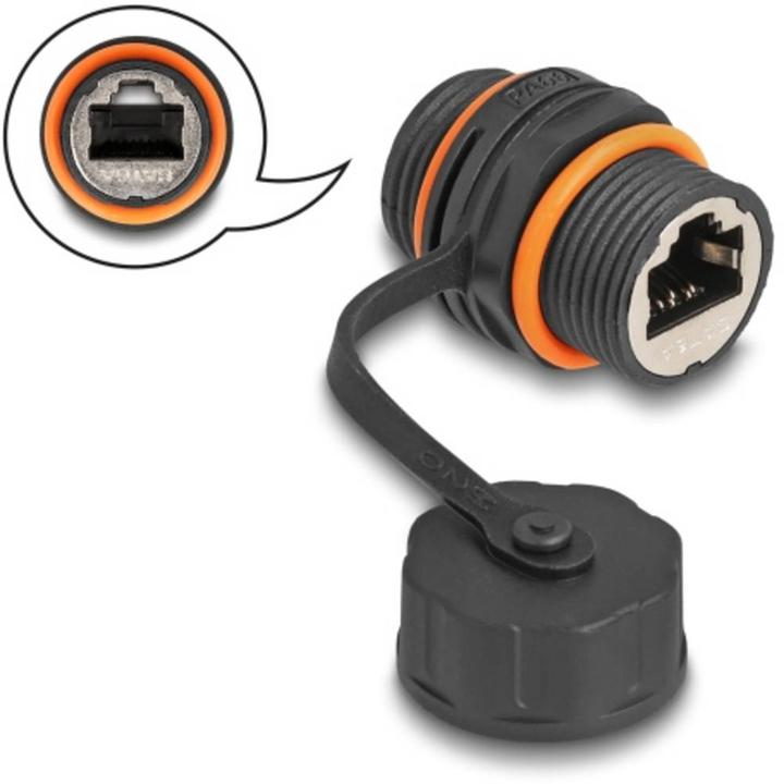 Actual product image Delock Cable connector RJ45 socket to RJ45 socket Cat.6A with (Network coupling)