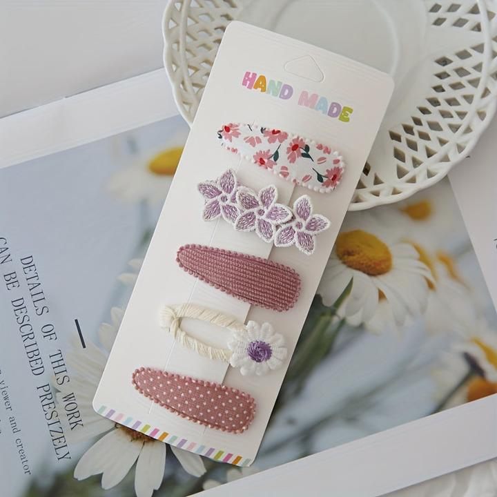 Activity Board 5-Pack gemischte Mode niedlichen Kinder Haarspangen Set, Floral Polyester BB Haarnadel Set für
