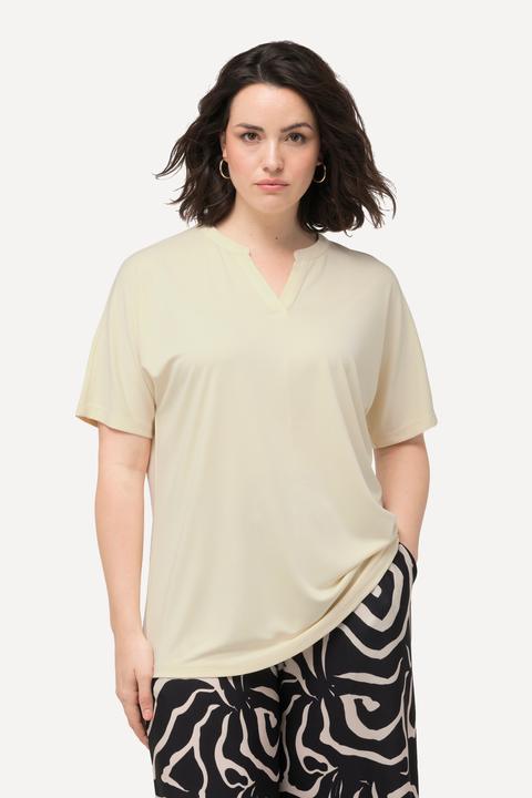 Actual product image Ulla Popken Split Neck Short Sleeve T-Shirt (42, 44)