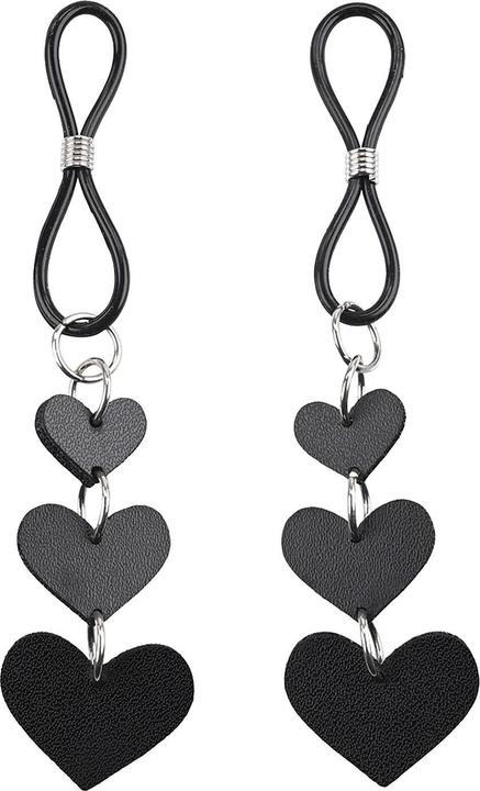 Productafbeelding Sportsheets Sex And Mischief Hart tepelbandjes zwart 10 cm