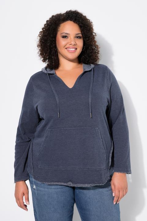 Produktbild Ulla Popken Hoodie, offenkantig, Kapuze, V-Ausschnitt, Langarm (42, 44)
