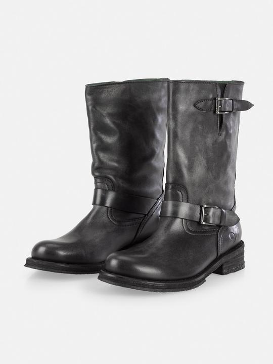 Produktbild Felmini COOPER E034 Schwarze Bikerstiefel aus Leder mit handgewaschenem Vintage-Finish, weichem Leder und zw (37)