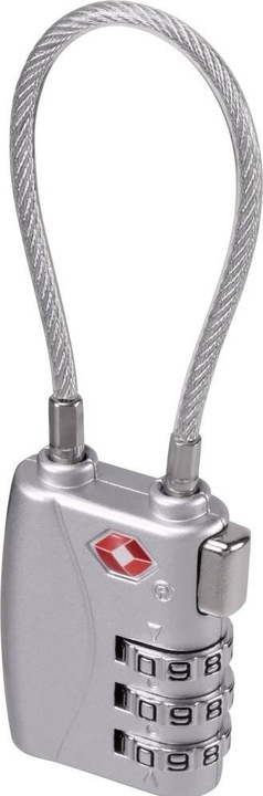 Actual product image Sygonix SY-5044450 Cable lock 33 mm TSA Silver Combination lock