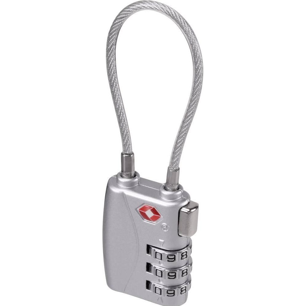 Thumbnail - Sygonix, Vorhängeschloss, SY-5044450 Kabelschloss 33 mm TSA Silber Zahlenschloss
