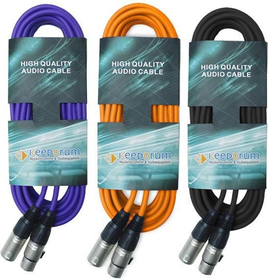 Produktbild keepdrum Mikrofonkabel Set XLR 10m Orange Lila Schwarz (10 m, XLR Kabel)