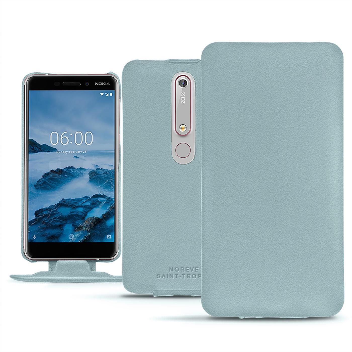 Thumbnail - Noreve Lederschutzhülle vertikal (Nokia 6 (2018)), Smartphone Hülle, Blau