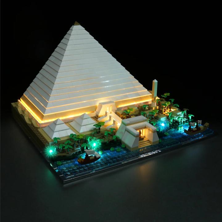 Produktbild BrickBling LED Licht Set für LEGO Cheops-Pyramide (21058) inkl. Fernbedienung