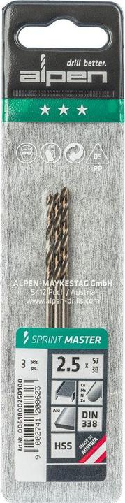 Actual product image Alpen Twist Drill Sprint Master (2.5 millimetres)