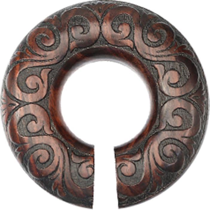 Actual product image Star Piercing Ohrgewicht Donut Mandala Welle aus Narra Holz (without brass, Organic)