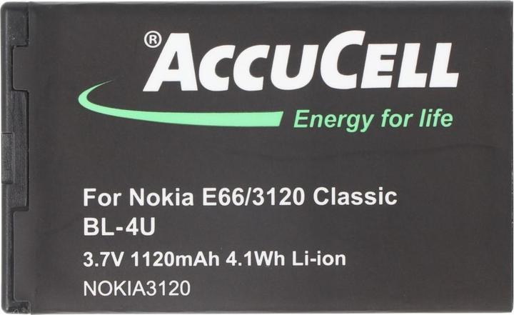 Actual product image AccuCell Battery suitable for Nokia 3120 classic BL-4U, Nokia E66