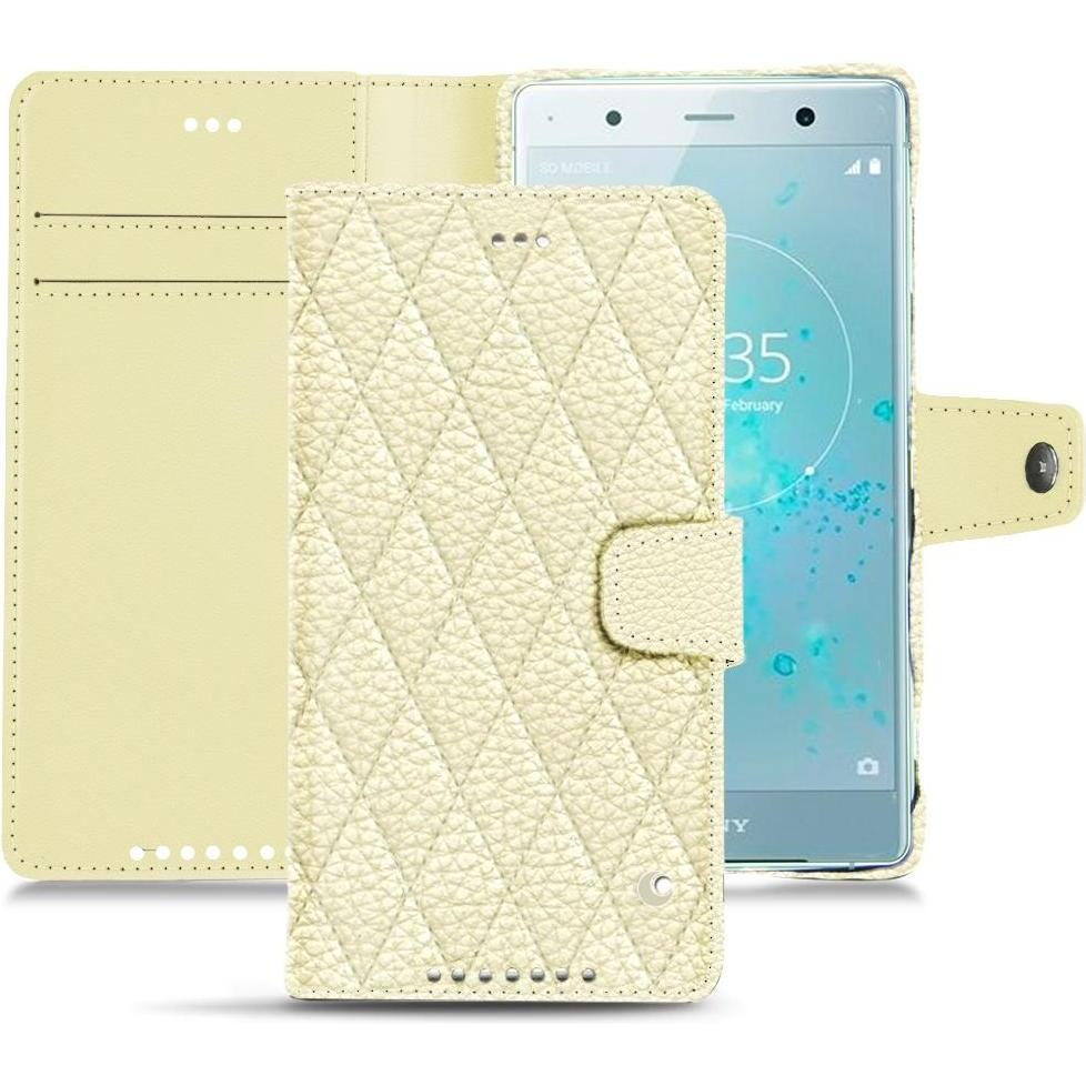 Noreve Lederschutzhülle Wallet (Sony Xperia XZ2 Premium), Smartphone Hülle, Weiss