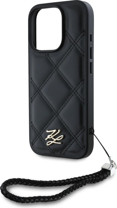 Produktbild Karl Lagerfeld Case Quilted Initial Logo & Chain Strap for iPhone 16 Pro black (Apple iPhone 16 Pro)
