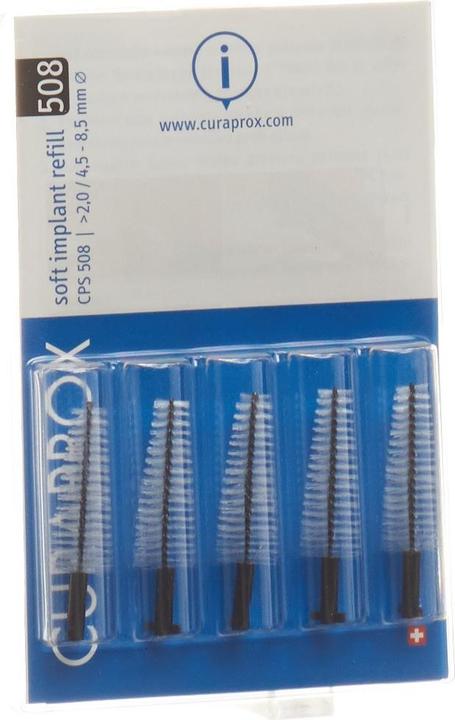 Actual product image Curaprox CPS 508 Soft Implant Brush black 5 pcs. (5 x, 8.50 mm)