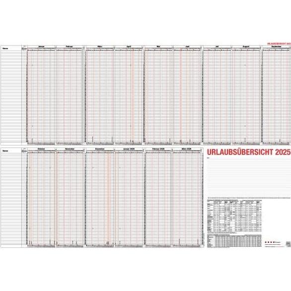 Thumbnail - Güss, Agenda, Urlaubsübersicht 120x80cm für 60 Mitarbeiter Kalendarium 2025 (120 x 80 cm)