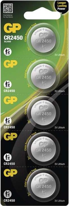 Produktbild GP Batteries Knopfzelle Lithium CR2450, 5er (5 Stk., CR2450, 610 mAh)