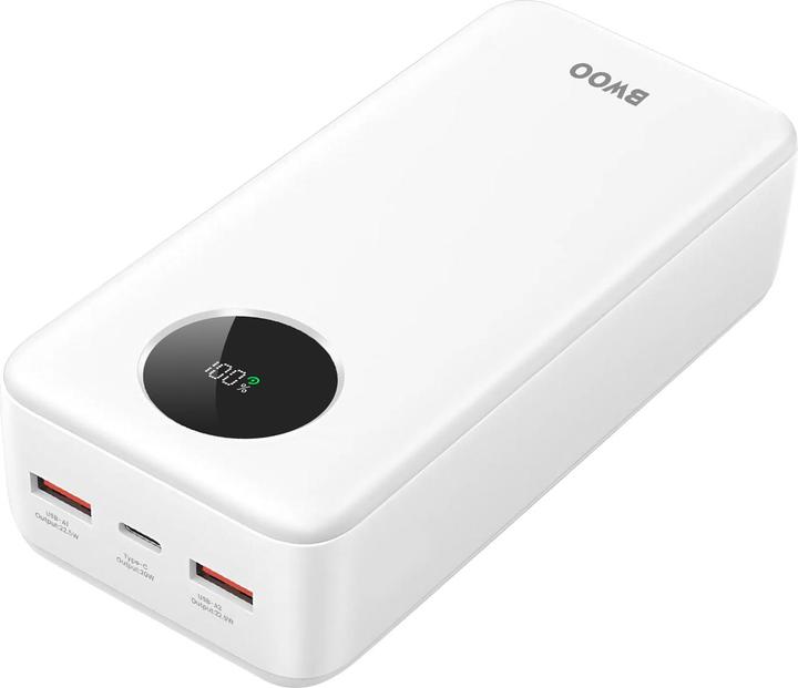 Actual product image Bwoo 22,5W 30000 mAh power bank with LCD screen, white (30000 mAh, 20 W, 111 Wh)
