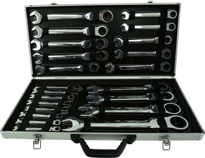 Produktbild GEKO Ratschenschlüssel-Satz mit Gelenk, 22-teilig, 6-32 mm (10  mm, 11 mm, 12 mm, 13 mm, 14 mm, 15 mm, 16 mm, 17 mm, 18 mm, 19 mm, 20 mm, 21 mm, 22 mm, 23 mm, 24 mm, 25 mm, 26 mm, 27 mm, 28 mm, 29 mm, 30 mm, 31 mm, 32 mm, 6 mm, 7 mm, 8 mm, 9 mm)