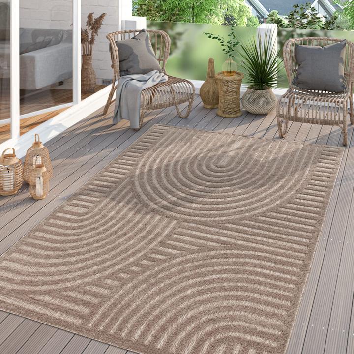 Produktbild TT Home In-& Outdoor Teppich Esszimmer Wetterfest Terrasse Ethno Skandinavisches Design (100 x 60 cm)
