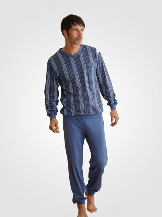 Produktbild Artime Herren Langarmpyjama, Blau, V-Ausschnitt (L)
