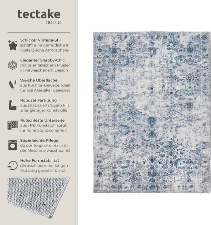 Actual product image tectake Vintage Designer Rug Amara, Low Pile (200 x 274 cm)