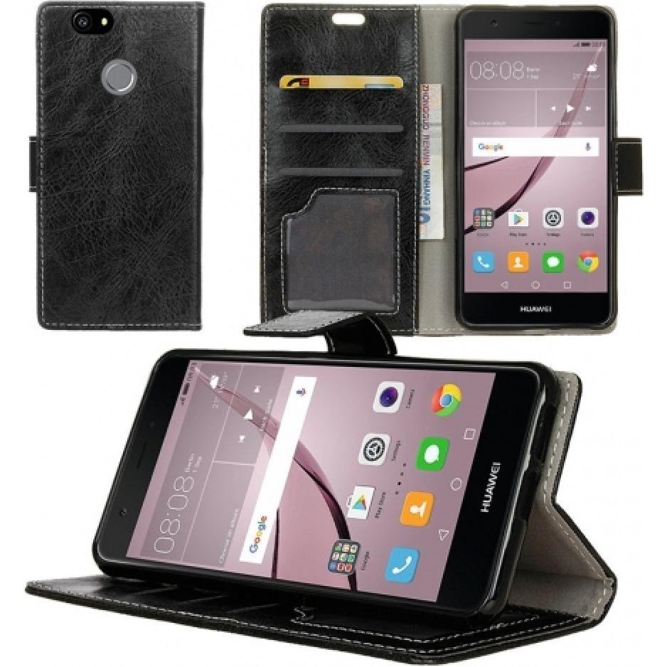 Screenguard Huawei Nova Leather Guard Lederhülle (Huawei Nova), Smartphone Hülle, Schwarz
